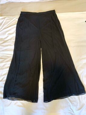 Wide Leg Black Palazzo Pants - Women 16